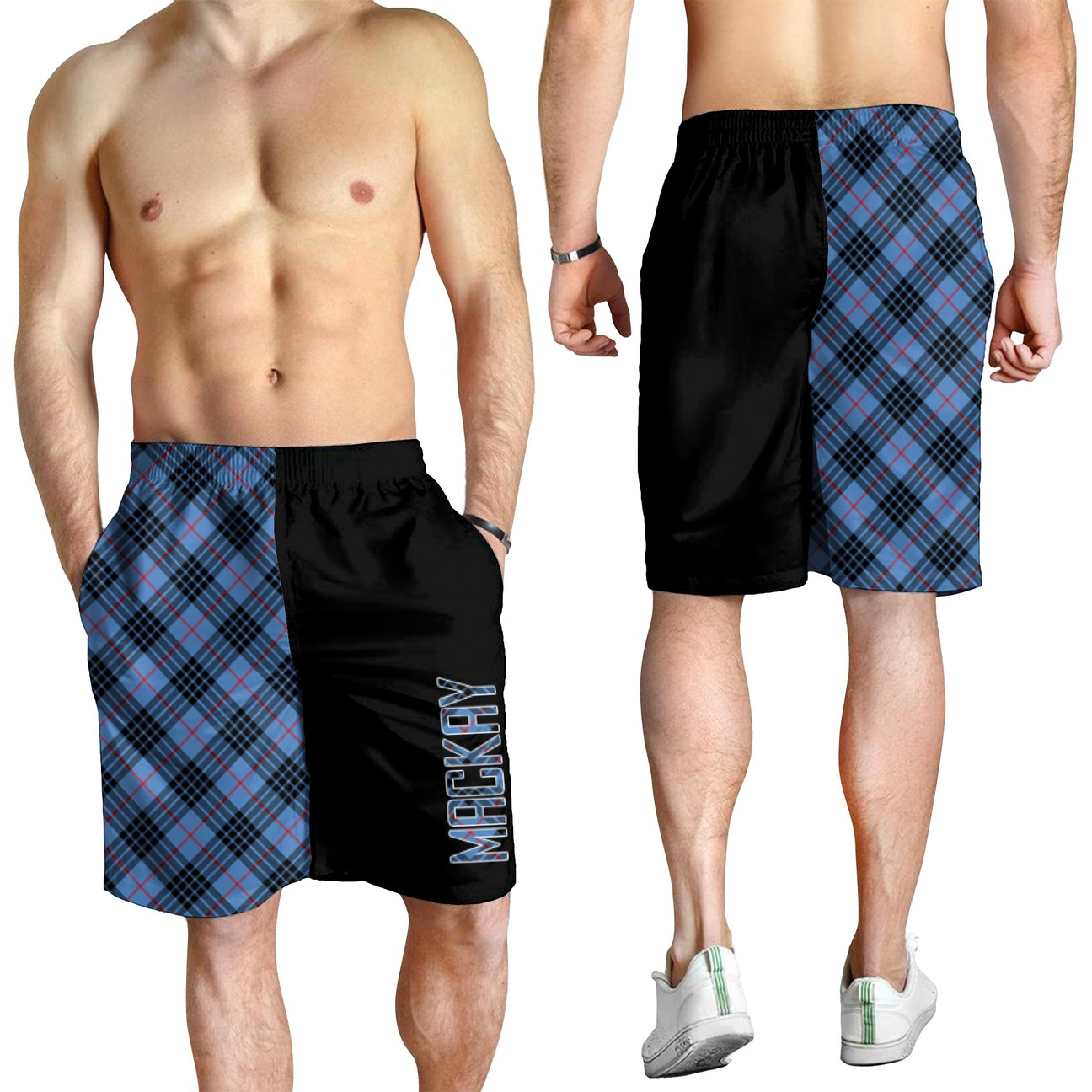 MacKay Blue Tartan Crest Men's Short - Cross Style