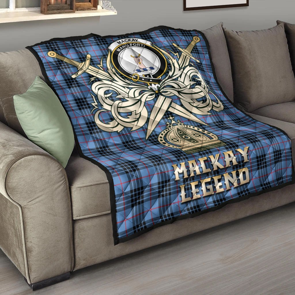 MacKay Blue Tartan Crest Legend Gold Royal Premium Quilt