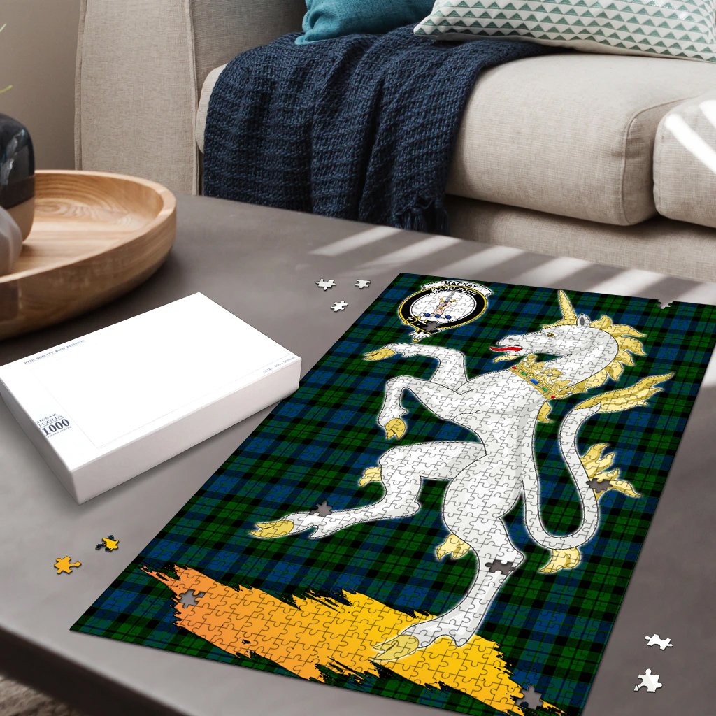 MacKay Modern Tartan Crest Unicorn Scotland Jigsaw Puzzles