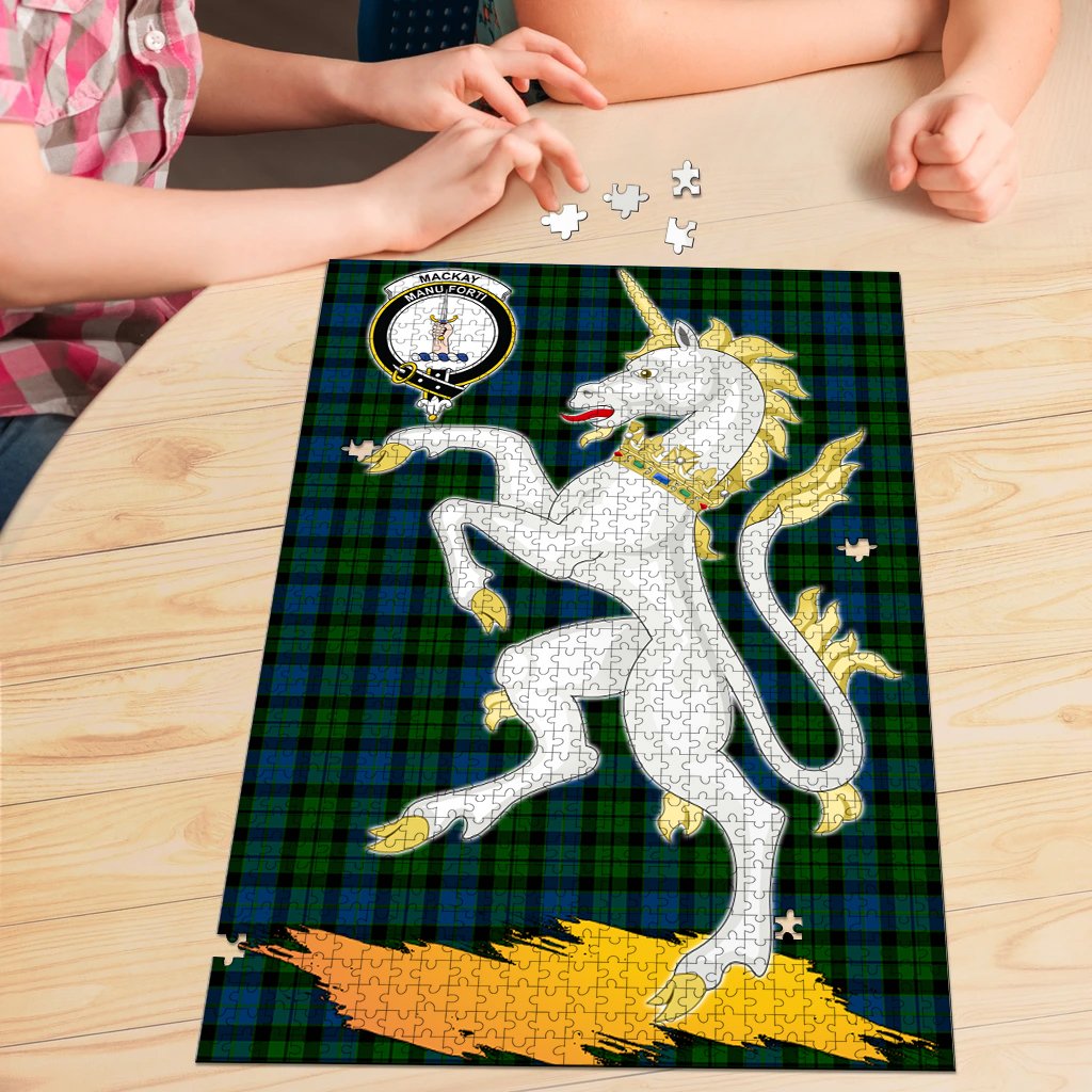 MacKay Modern Tartan Crest Unicorn Scotland Jigsaw Puzzles