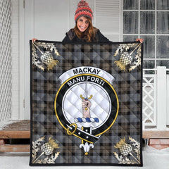 MacKay Weathered Tartan Crest Premium Quilt - Gold Thistle Style