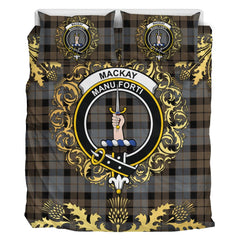 MacKay Weathered Tartan Crest Bedding Set - Golden Thistle Style