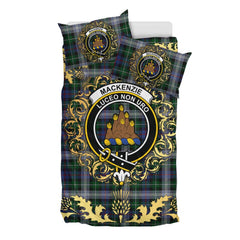 MacKenzie Dress 02 Tartan Crest Bedding Set - Golden Thistle Style