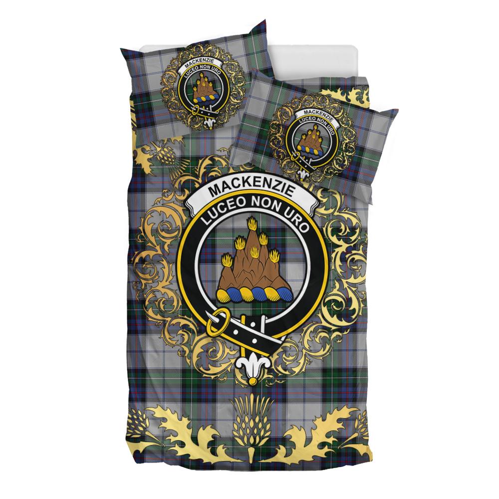 MacKenzie Dress 03 Tartan Crest Bedding Set - Golden Thistle Style