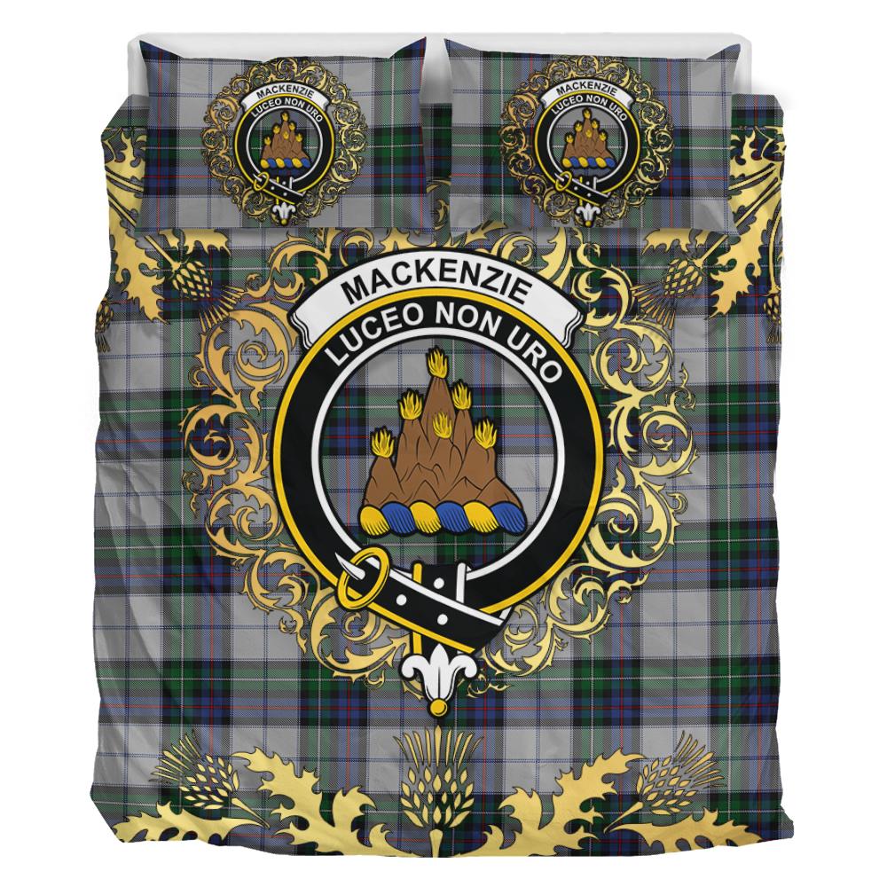 MacKenzie Dress 03 Tartan Crest Bedding Set - Golden Thistle Style