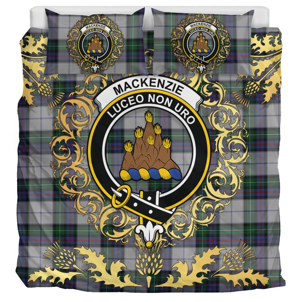 MacKenzie Dress 03 Tartan Crest Bedding Set - Golden Thistle Style