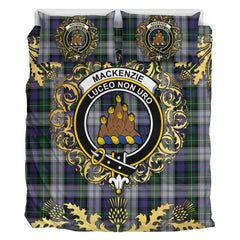 MacKenzie Dress 04 Tartan Crest Bedding Set - Golden Thistle Style