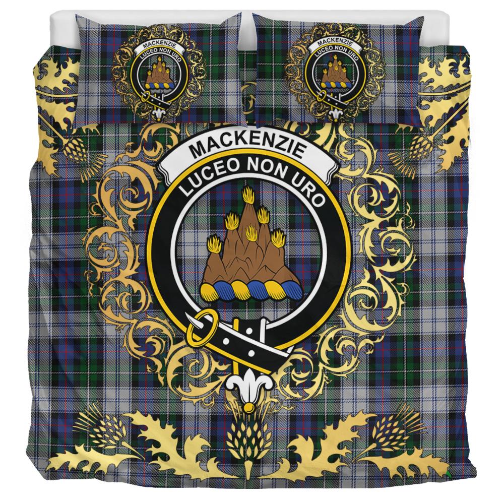 MacKenzie Dress 04 Tartan Crest Bedding Set - Golden Thistle Style