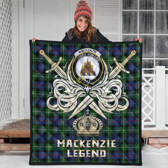 MacKenzie Modern Tartan Crest Legend Gold Royal Premium Quilt