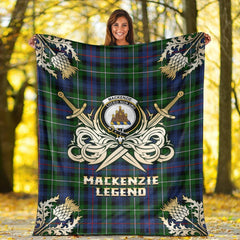 MacKenzie Modern Tartan Gold Courage Symbol Blanket