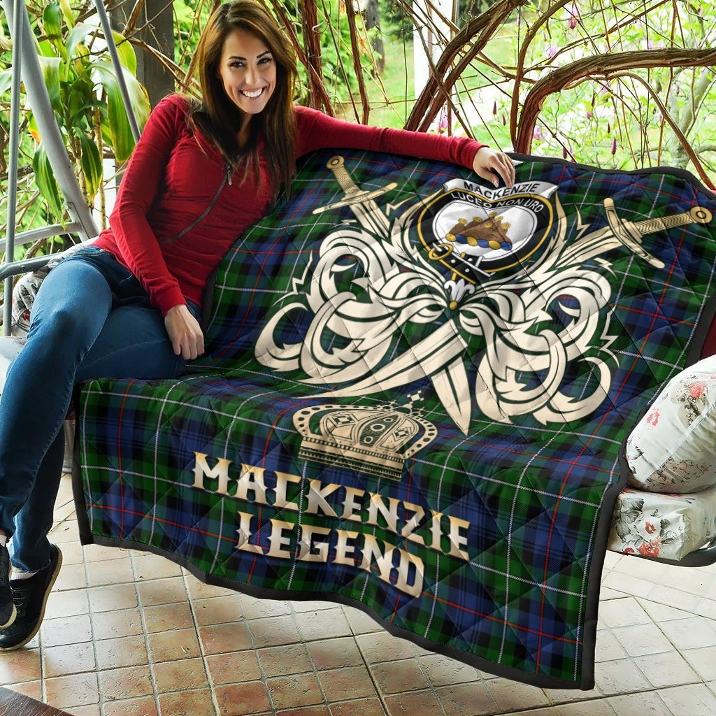 MacKenzie Modern Tartan Crest Legend Gold Royal Premium Quilt