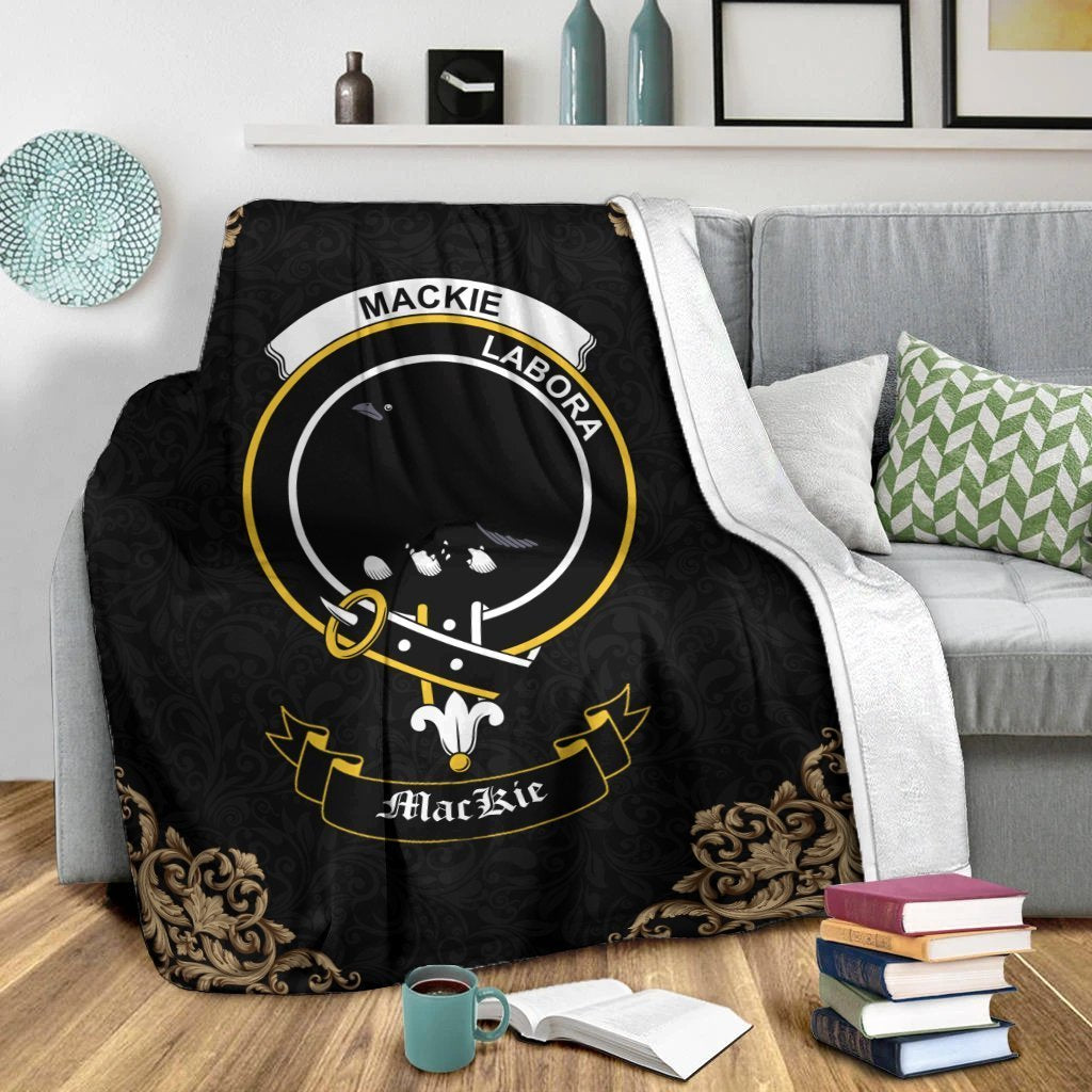 MacKie Crest Tartan Premium Blanket Black