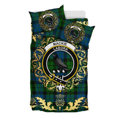 MacKie Tartan Crest Bedding Set - Golden Thistle Style