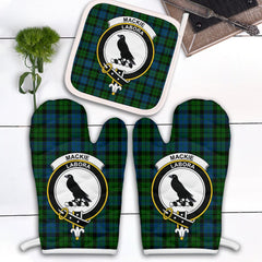 MacKie Tartan Crest Oven Mitt And Pot Holder (2 Oven Mitts + 1 Pot Holder)