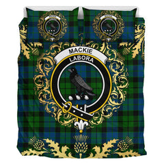 MacKie Tartan Crest Bedding Set - Golden Thistle Style