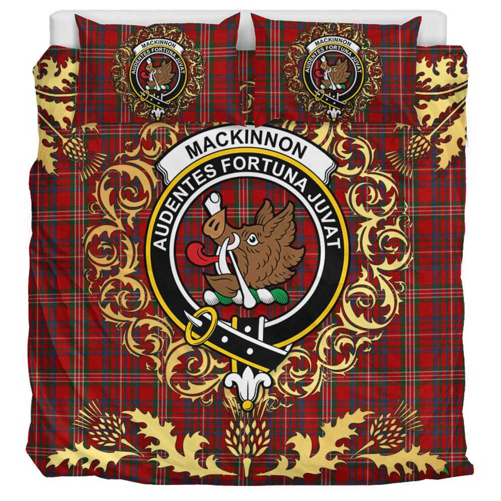 MacKinnon 03 Tartan Crest Bedding Set - Golden Thistle Style