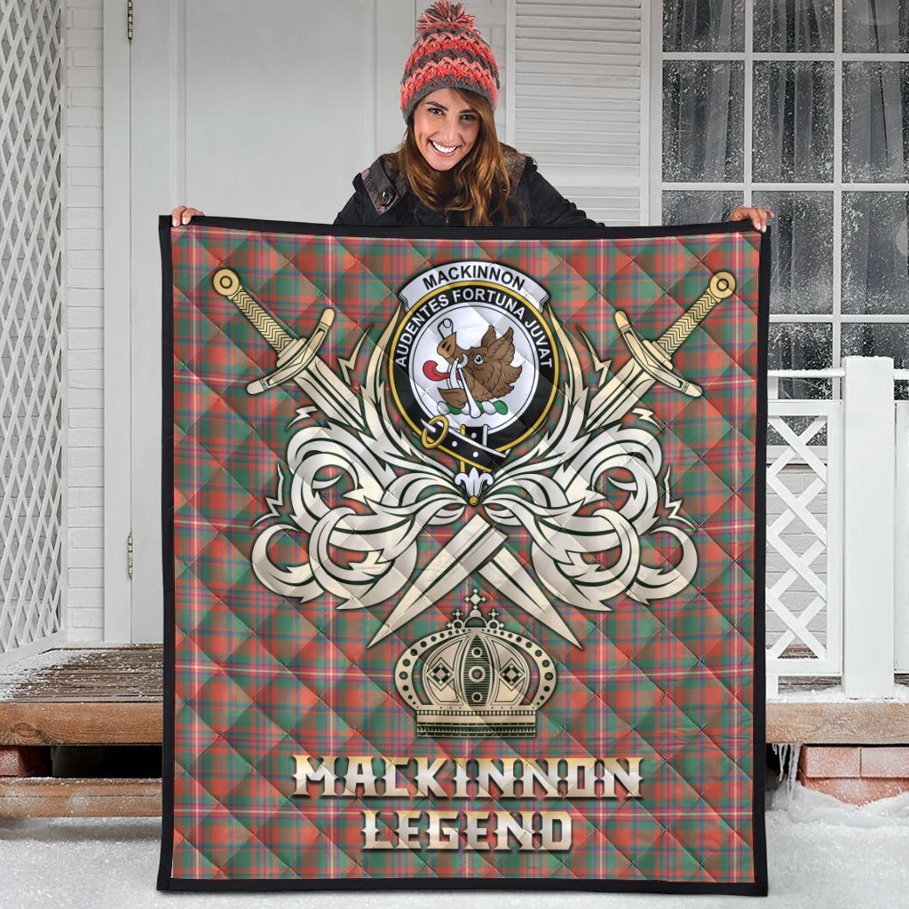 MacKinnon Ancient Tartan Crest Legend Gold Royal Premium Quilt