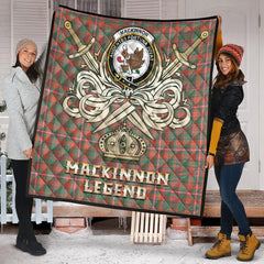 MacKinnon Ancient Tartan Crest Legend Gold Royal Premium Quilt