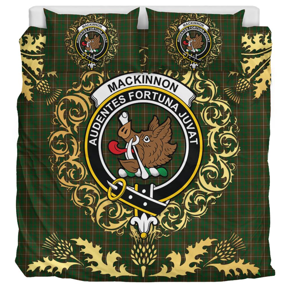 MacKinnon Hunting 02 Tartan Crest Bedding Set - Golden Thistle Style
