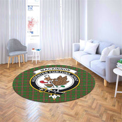 MacKinnon Hunting Modern Tartan Crest Round Rug