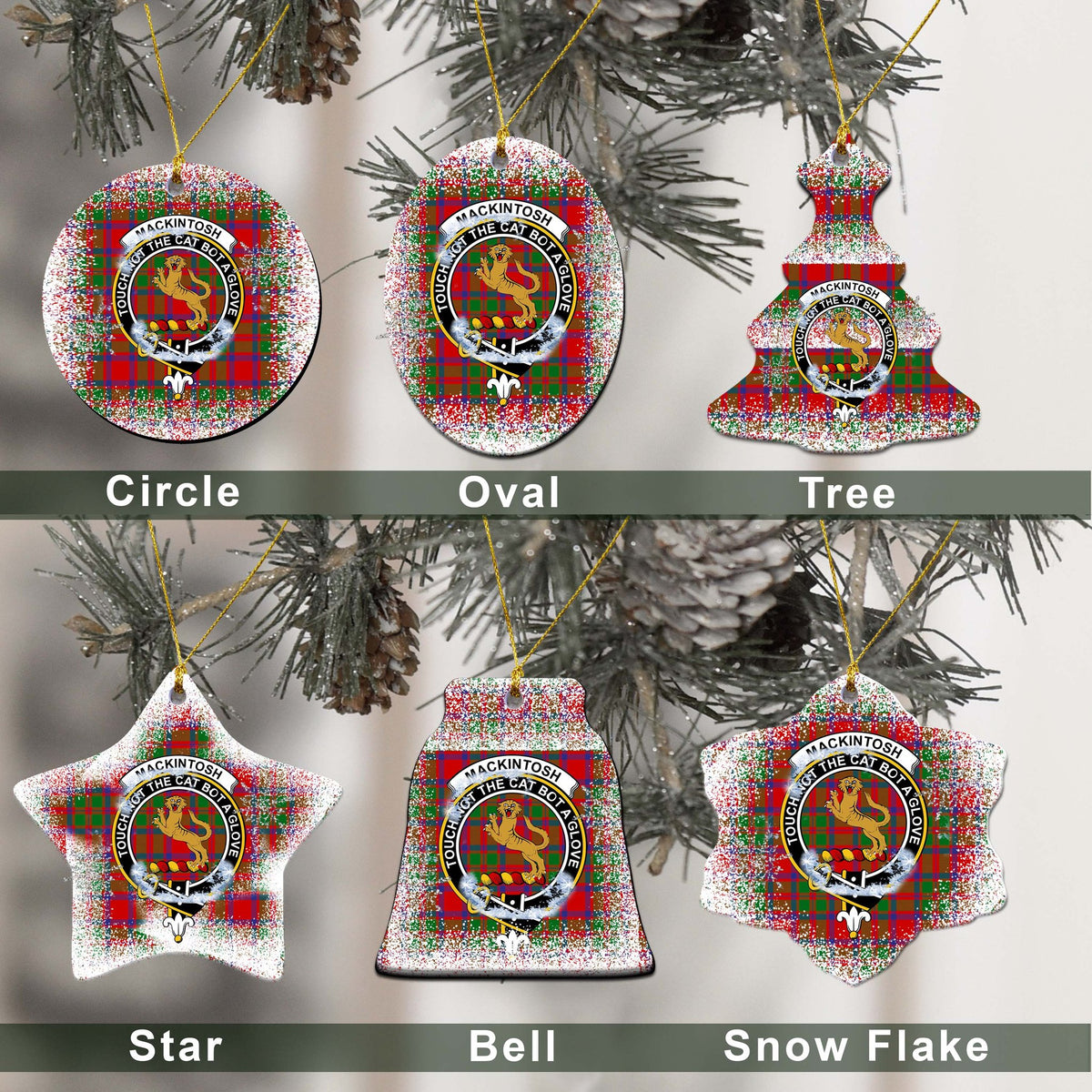 MacKintosh Tartan Christmas Ceramic Ornament - Snow Style