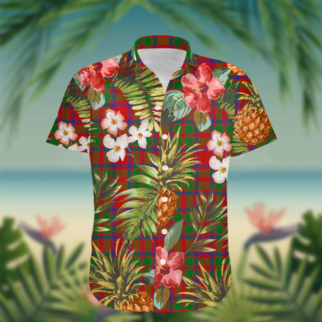 MacKintosh Tartan Hawaiian Shirt Hibiscus, Coconut, Parrot, Pineapple - Tropical Garden Shirt