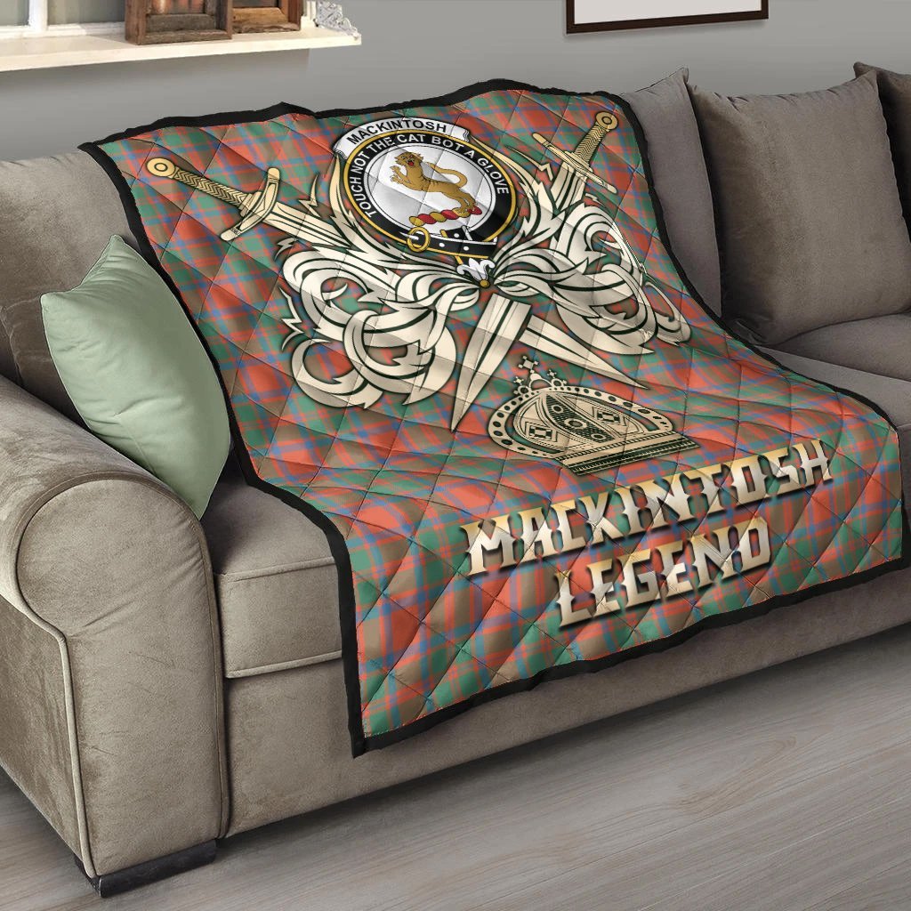 MacKintosh Ancient Tartan Crest Legend Gold Royal Premium Quilt