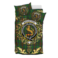 MacKintosh Hunting Tartan Crest Bedding Set - Golden Thistle Style