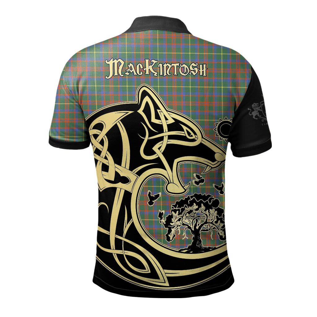MacKintosh Hunting Ancient Tartan Polo Shirt Viking Wolf