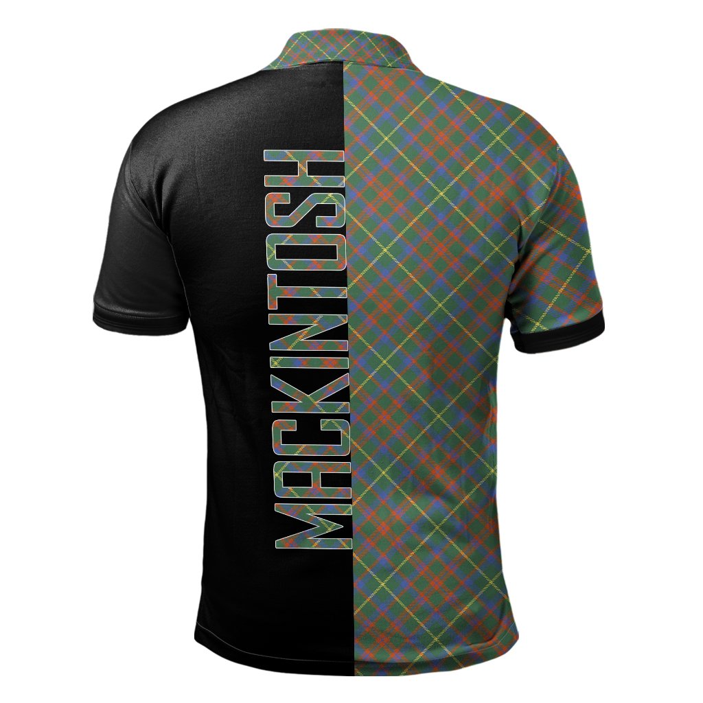 MacKintosh Hunting Ancient Tartan Polo Shirt Half of Me - Cross Style
