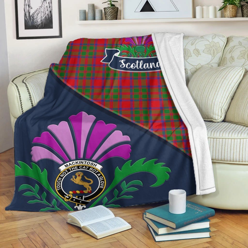 MacKintosh Tartan Crest Premium Blanket - Thistle Style