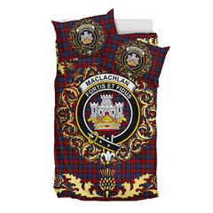 MacLachlan 02 Tartan Crest Bedding Set - Golden Thistle Style