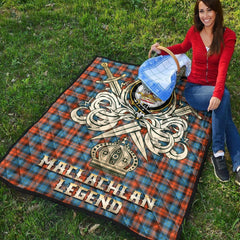 MacLachlan Ancient Tartan Crest Legend Gold Royal Premium Quilt