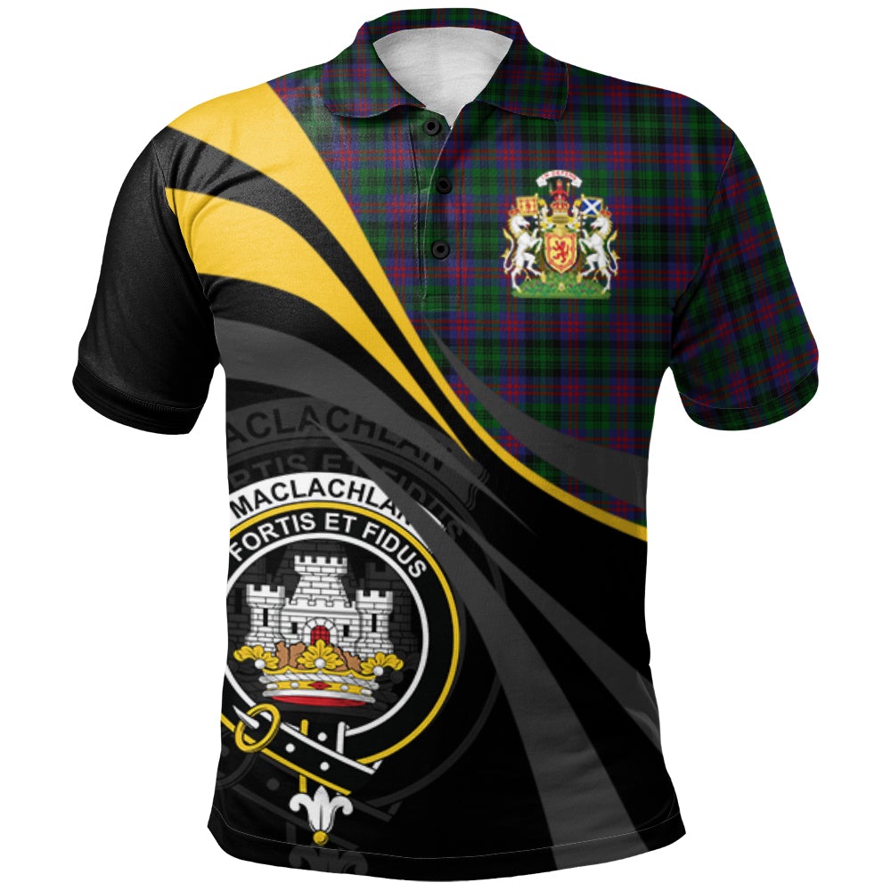 MacLachlan Hunting Tartan Polo Shirt - Royal Coat Of Arms Style