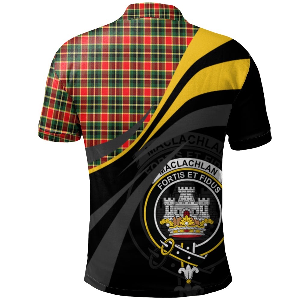 MacLachlan Hunting Modern Tartan Polo Shirt - Royal Coat Of Arms Style