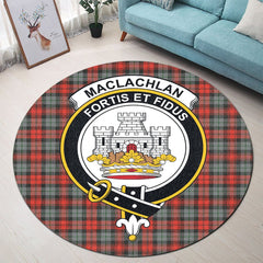 MacLachlan Weathered Tartan Crest Round Rug