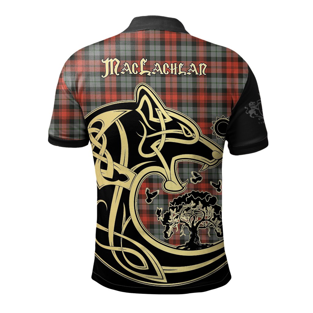 MacLachlan Weathered Tartan Polo Shirt Viking Wolf