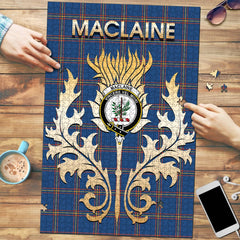 MacLaine of Loch Buie Hunting Ancient Tartan Crest Thistle Jigsaw Puzzles