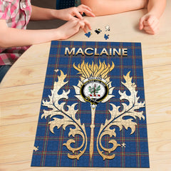 MacLaine of Loch Buie Hunting Ancient Tartan Crest Thistle Jigsaw Puzzles