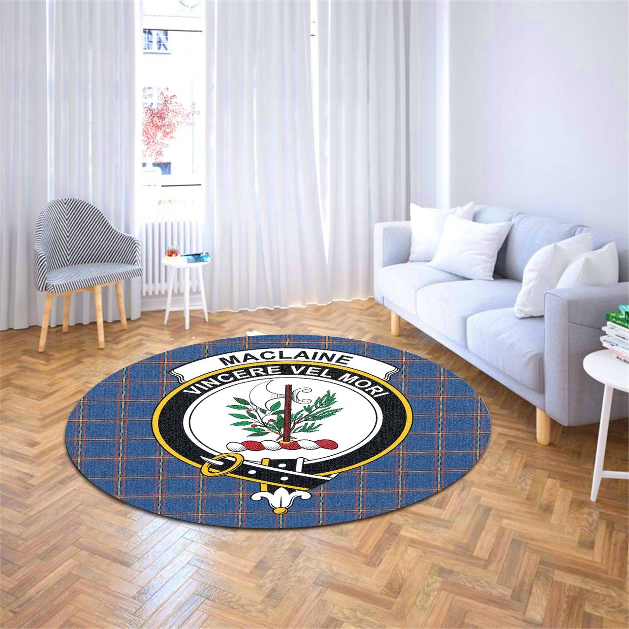 MacLaine of Loch Buie Hunting Ancient Tartan Crest Round Rug