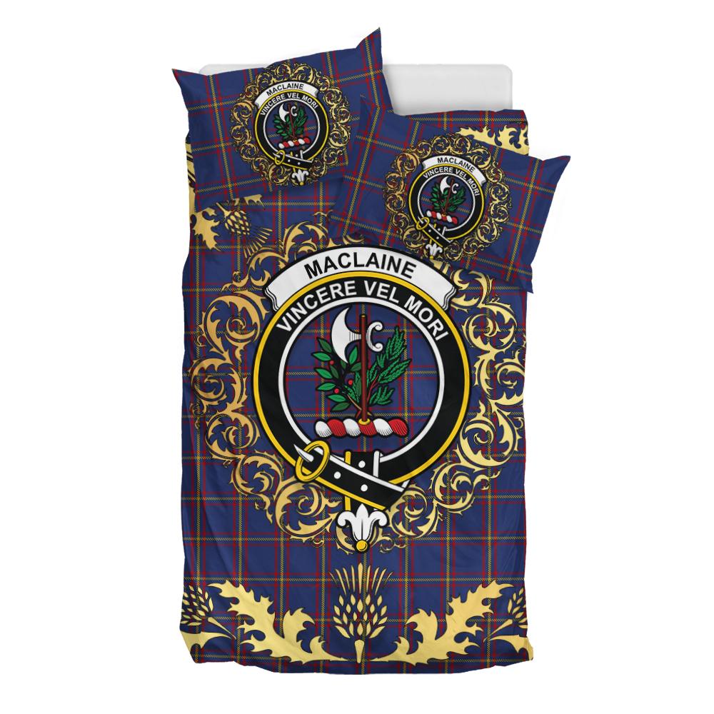 MacLaine of Lochbuie Tartan Crest Bedding Set - Golden Thistle Style