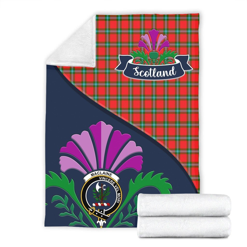 MacLaine (of Lochbuie) Tartan Crest Premium Blanket - Thistle Style