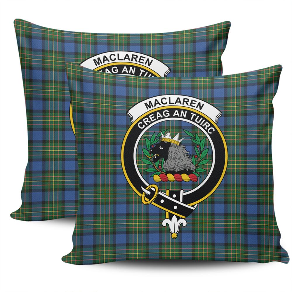 Scottish MacLaren Ancient Tartan Crest Pillow Cover - Tartan Cushion Cover
