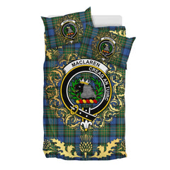 MacLaren Ancient Tartan Crest Bedding Set - Golden Thistle Style