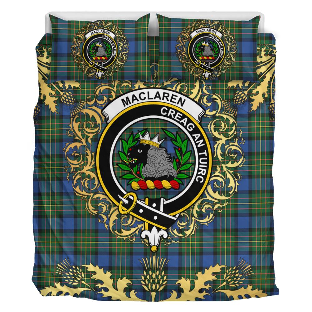 MacLaren Ancient Tartan Crest Bedding Set - Golden Thistle Style