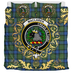 MacLaren Ancient Tartan Crest Bedding Set - Golden Thistle Style