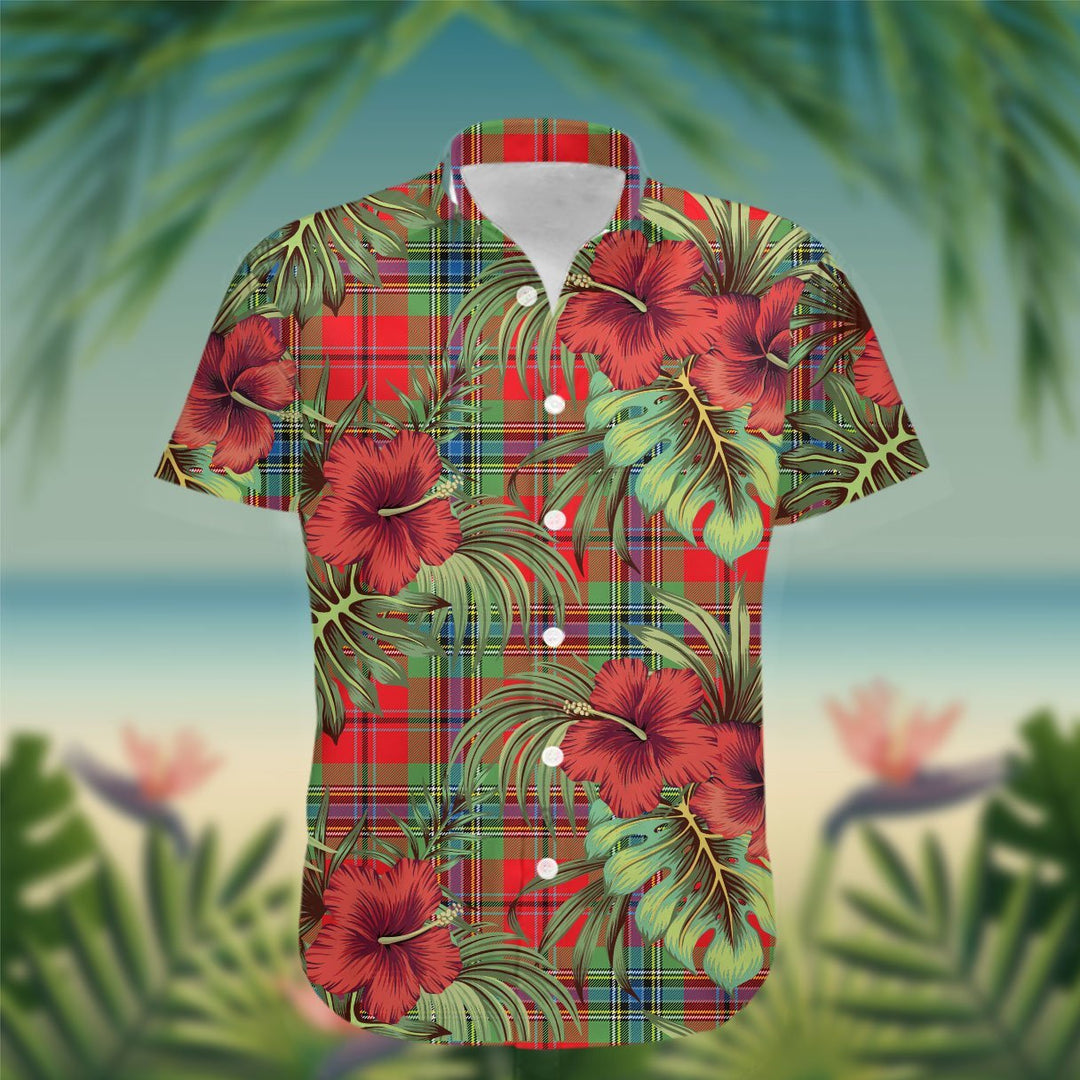 MacLean Tartan Hawaiian Shirt Hibiscus, Coconut, Parrot, Pineapple - Tropical Garden Shirt