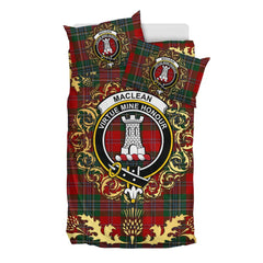 MacLean Tartan Crest Bedding Set - Golden Thistle Style