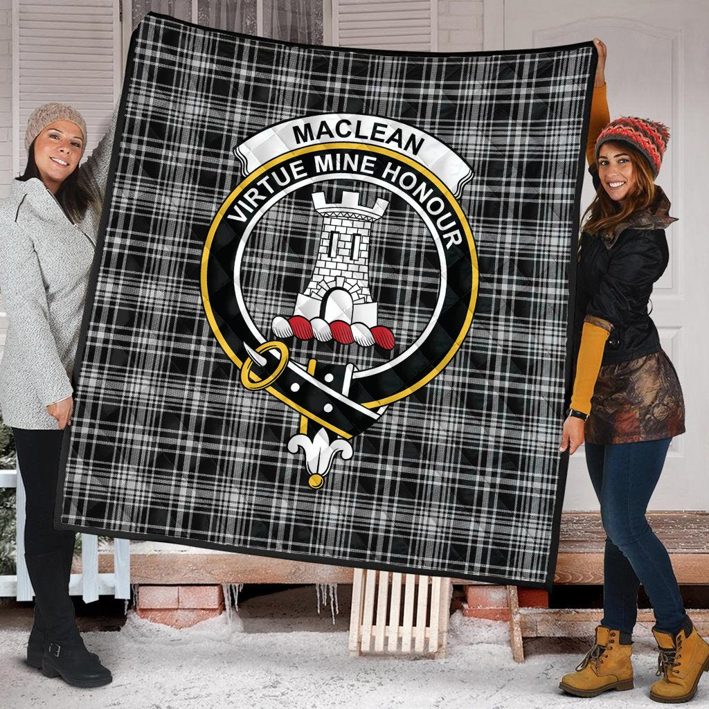 MacLean Black and White Tartan Crest Quilt