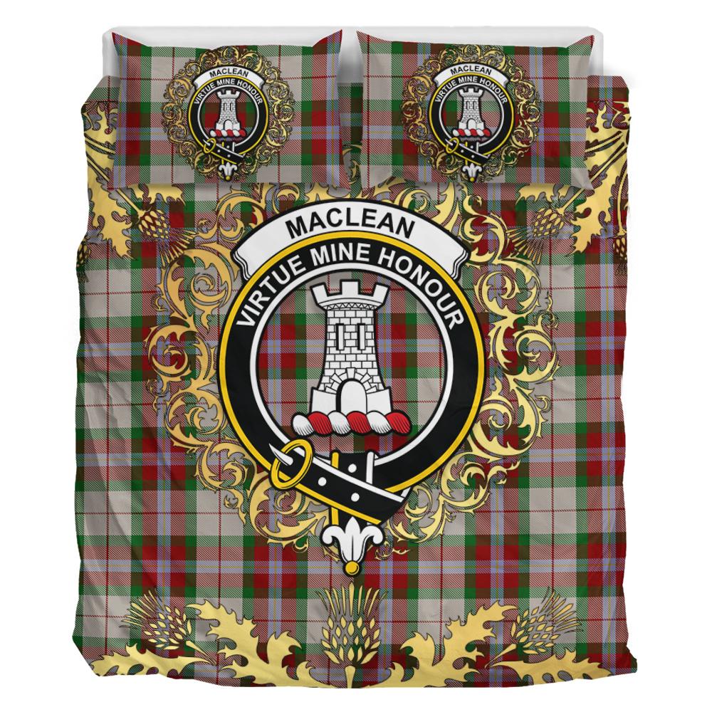 MacLean Dress Tartan Crest Bedding Set - Golden Thistle Style